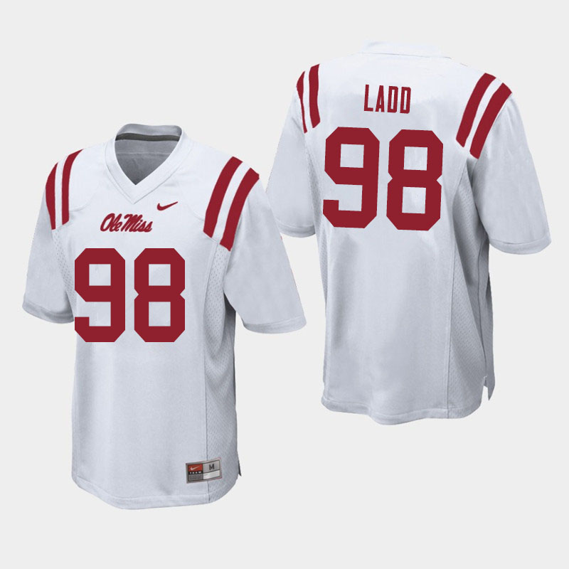 Clayton Ladd Ole Miss Rebels NCAA Men's White #98 Stitched Limited College Football Jersey GIE7258ZM